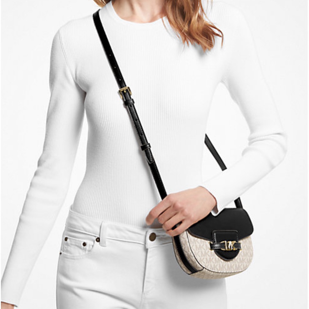 Michael Kors Reed Small Logo And Leather Crossbody Nwt